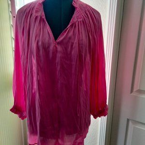 Deep rose pink long sleeve blouse